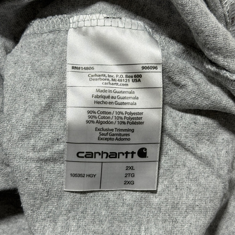 Carhartt Pocket T Shirt Mens 2XL Grey Relaxed Fit Camo Chest Pocket 105352 HGY - Picture 5 of 10